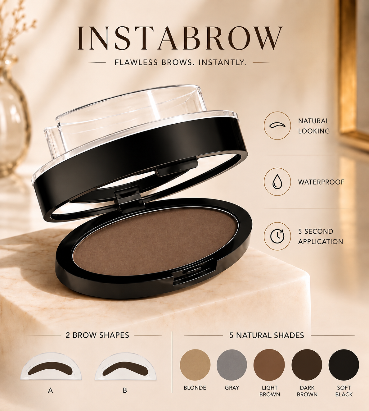 Eyebrow Stamp — Waterproof Instant Brow Stamp Kit, 3-Second Natural Brows, Beginner-Friendly, 4 Ways to Perfect Brows